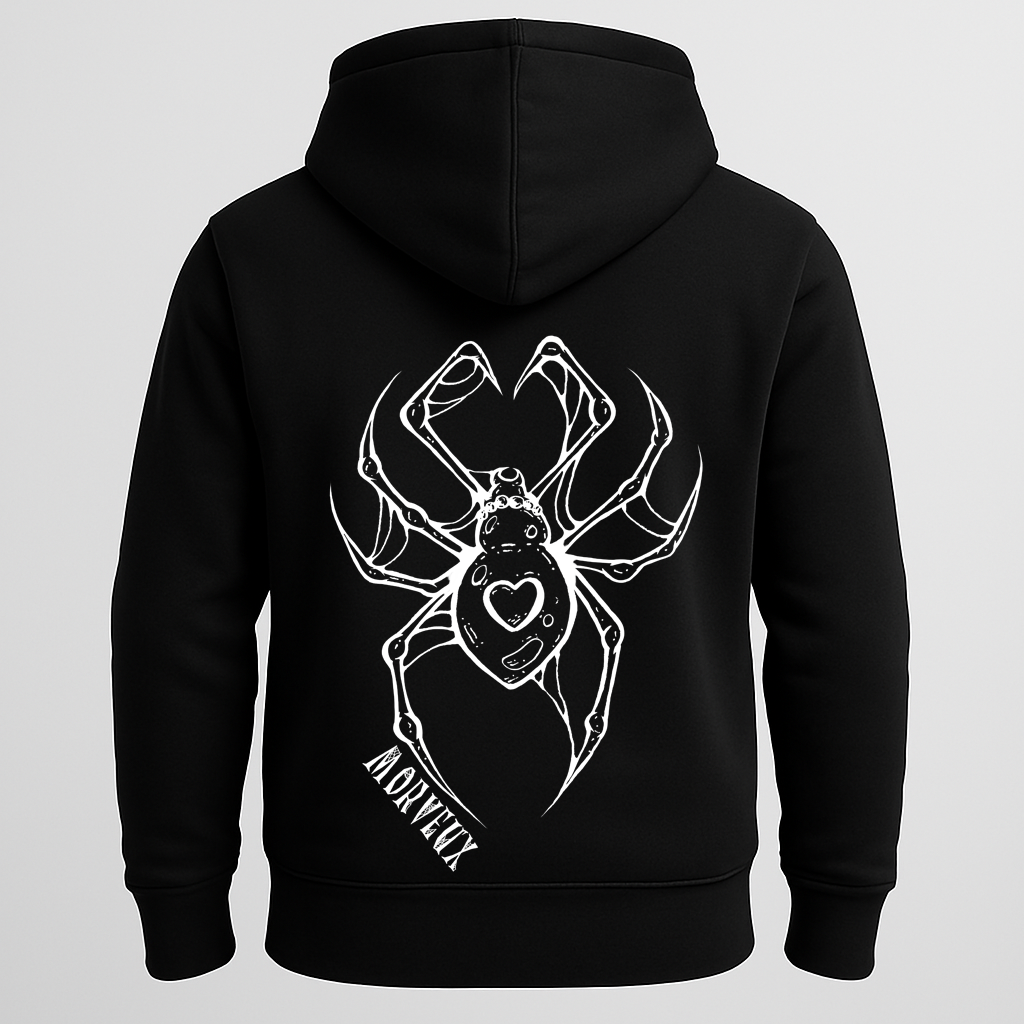 🕷️ SWEAT A CAPUCHE NOIR "SPIDER" – Tissé pour les esprits libres