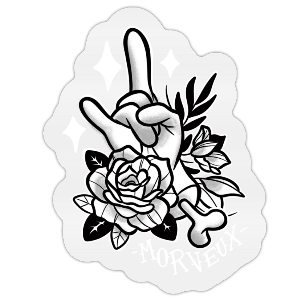 Love, Death & Rock'n'Roll – Sticker Morveux Main Cornes & Fleurs