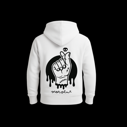 ✋ SWEAT A CAPUCHE BLANC "CLAQUE DOIGTS" – Morveux Academy