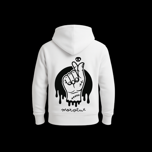 ✋ SWEAT A CAPUCHE BLANC "CLAQUE DOIGTS" – Morveux Academy