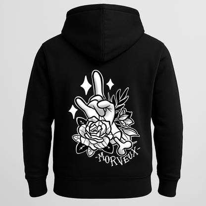🤘🏽 SWEAT A CAPUCHE NOIR "THE FIRST" – Pour les morveux qui s’affichent