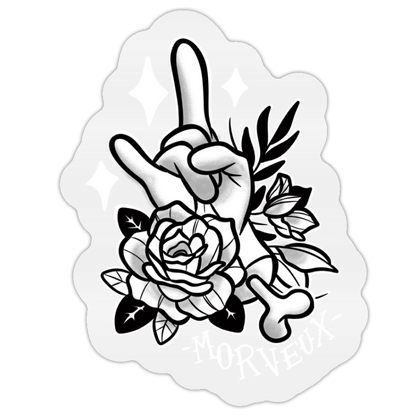Love, Death & Rock'n'Roll – Sticker Morveux Main Cornes & Fleurs
